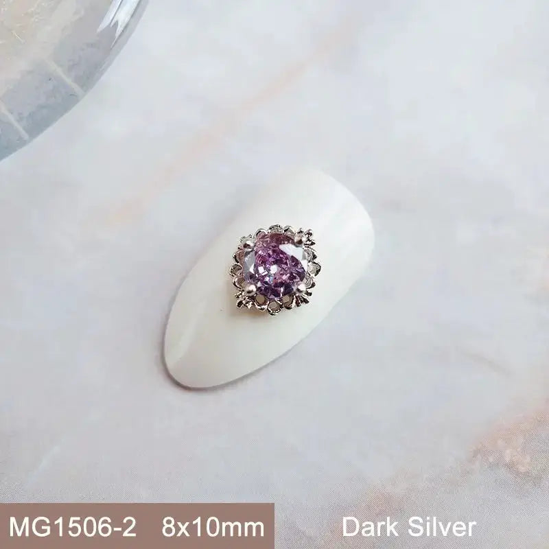 10pcs Pink Black Blue Oval Drop Round Zircon Bright Silver Nails Jewelry Decorations Nail Art Accessories Charms Parts Supplies from PriceLows™