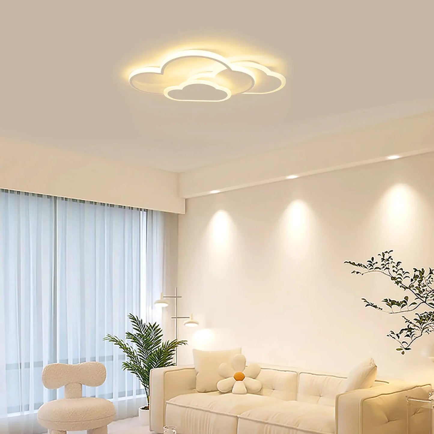 Cloud Shape LED Ceiling Light Fixture Modern 3-Color Lighting Acrylic Ceiling Lamp for Living Room Bedroom Kid's Room 52x31cm from PriceLows™