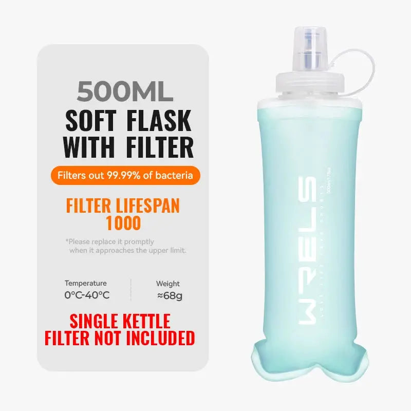 WRELS Water Filter Bottle Collapsible Soft Water Bottle With Filter Squeeze Dual Filtered Water Bottle Outdoor from PriceLows™