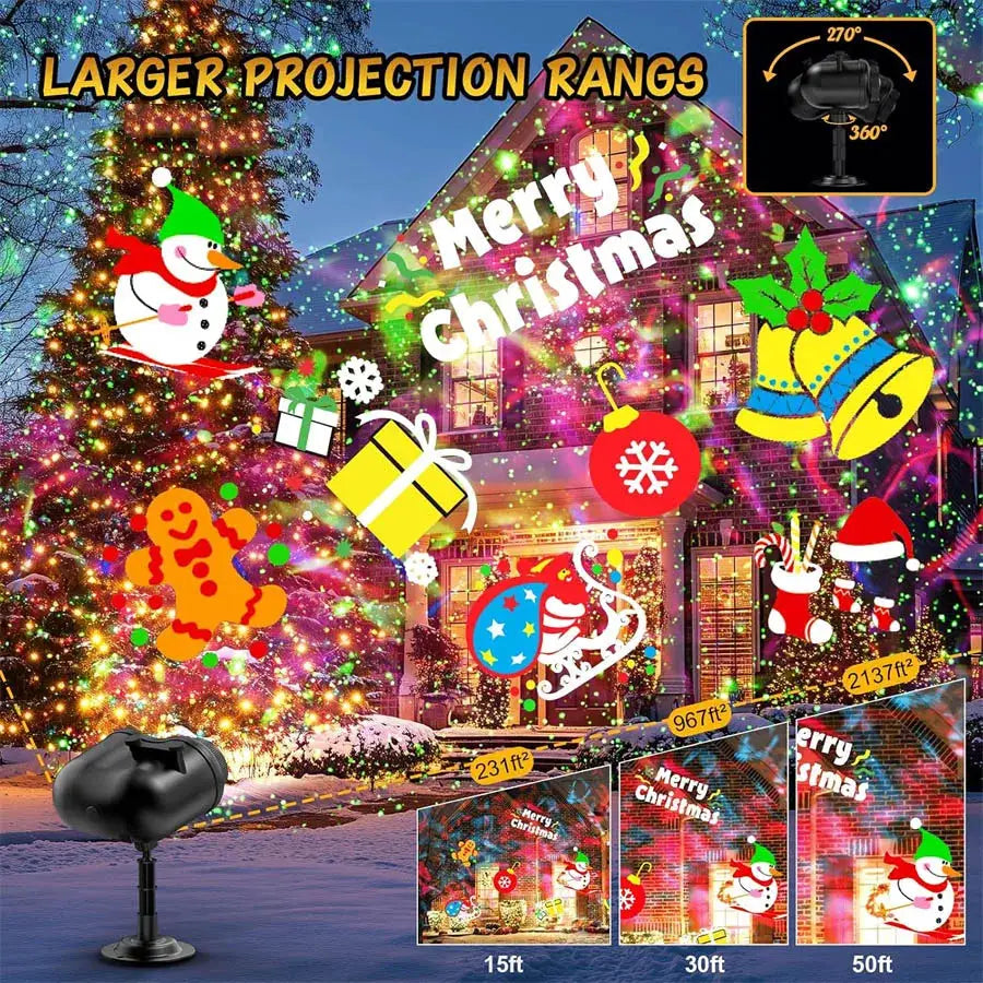 Christmas Laser Projector | 3 In 1 Modes | 80 Slide Patterns | Outdoor Use