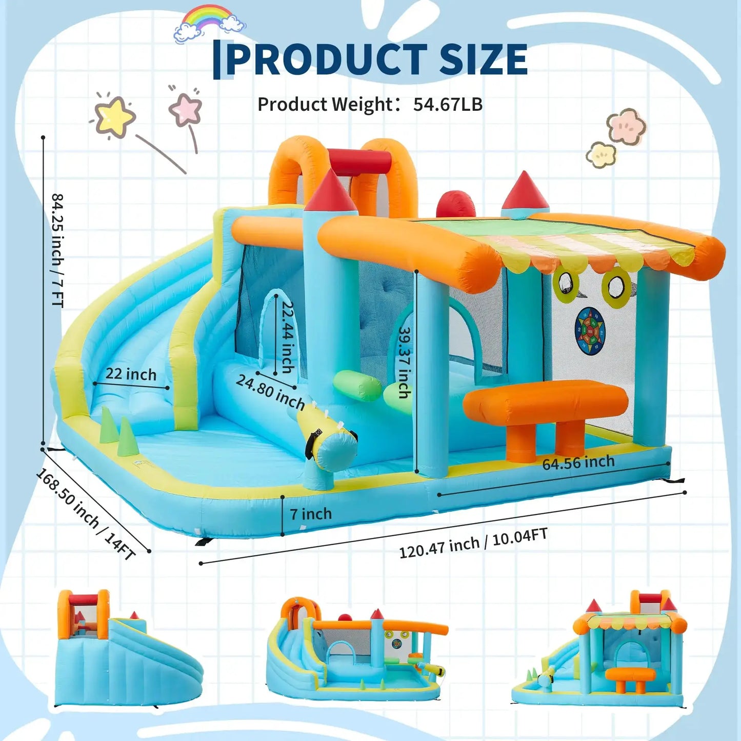 14FT Kids Bounce House With Slide & 450W Blower, 12-in-1 Inflatable Water Bouncer For Backyard Indoor Outdoor Party Castle Play from PriceLows™