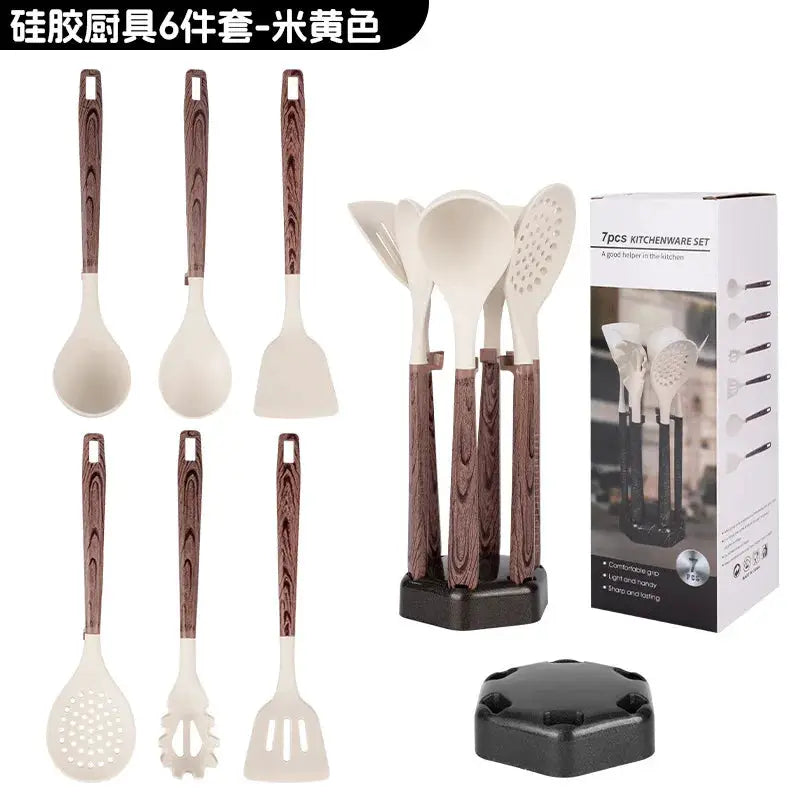 7Pcs Silicone Cooking Utensils Set For Non-stick Cookware Black Kitchen Cuisine Outils Cookware Heat Resistant Accessoires from PriceLows™