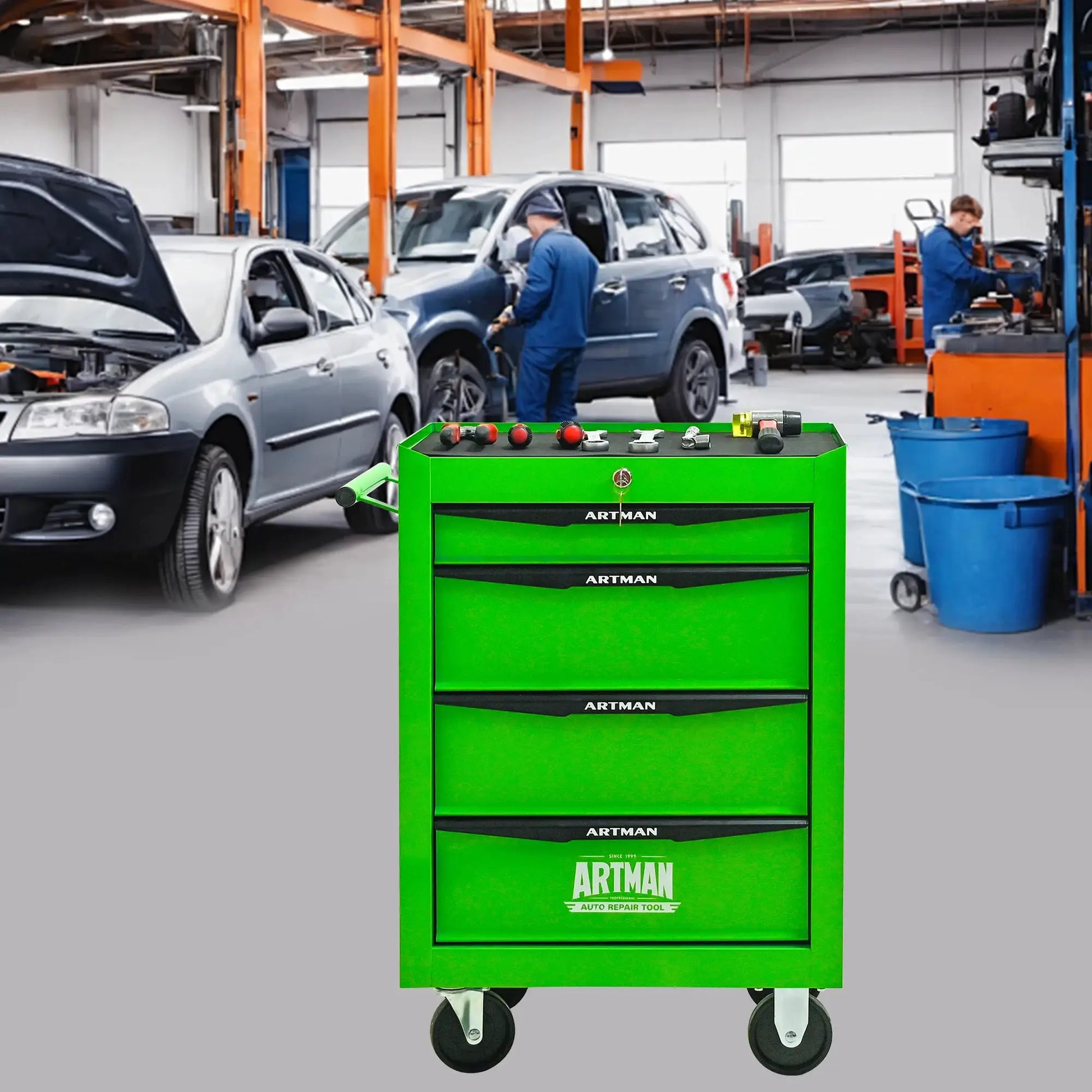 Rolling Metal Tool Chest with 7 Drawers, 20" 7-Drawer Tool Chest Cabinet with Ball Bearing Drawer Slides, Steel Tool Storage Box from PriceLows™