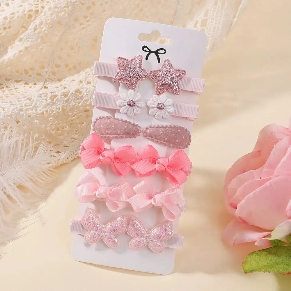 Rainbow Hair Bows | 16Pcs Colorful Set | Boutique Hairpins For Kids