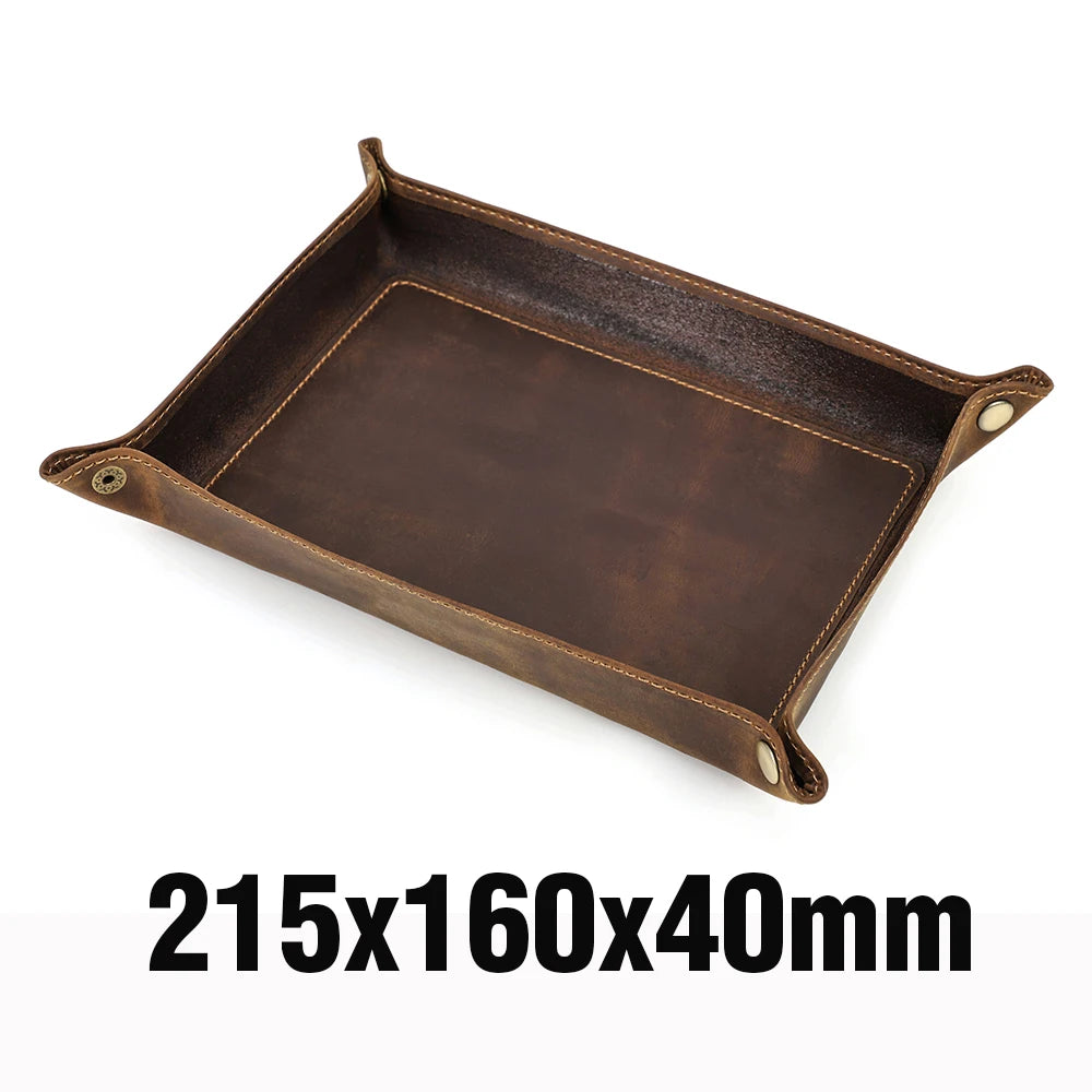 Leather Desk Tray Organizer | Leather | Cosmetics Jewelry Storage | Coffee