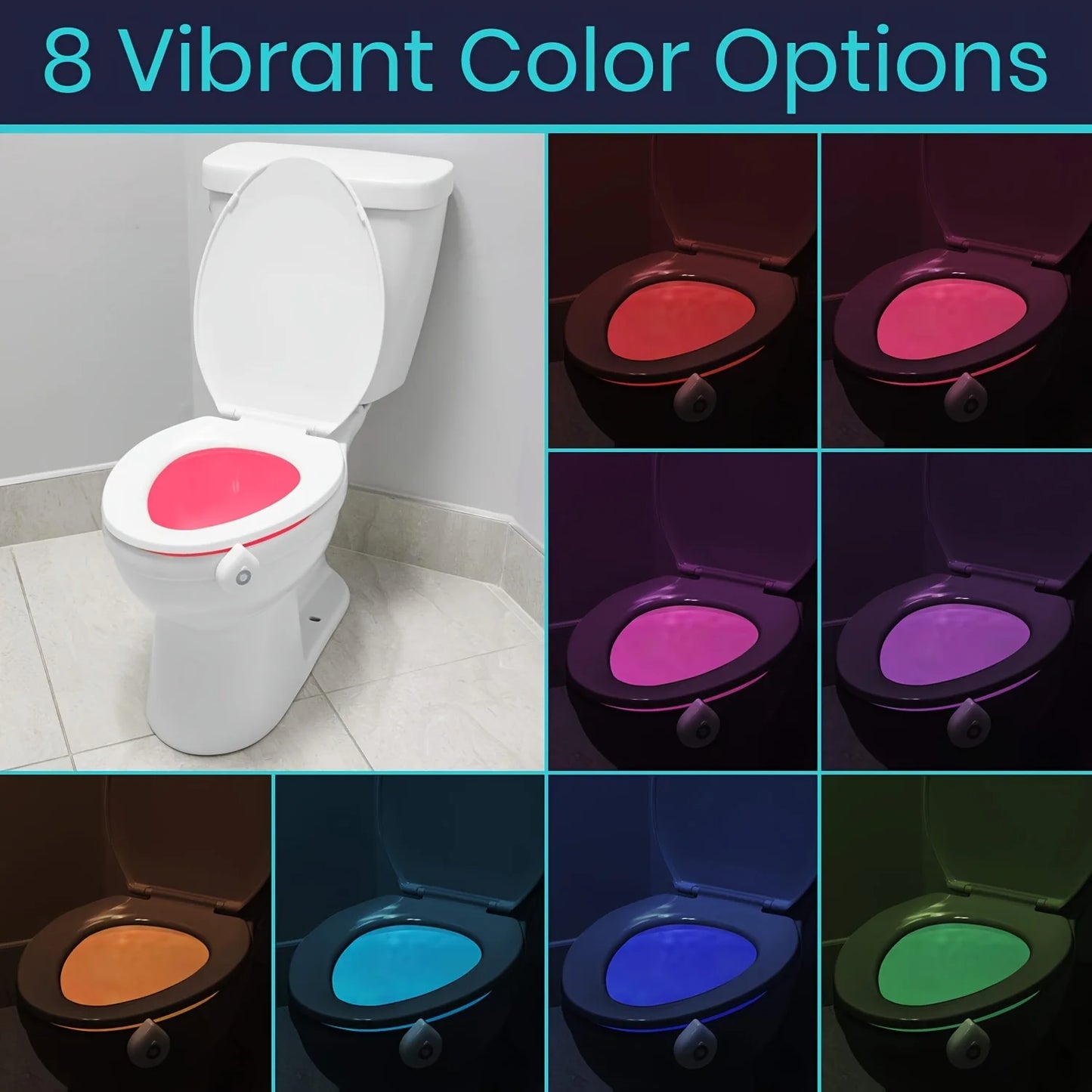 Toilet Night Light | Motion Sensor | 8 Color LEDs | AAA Included