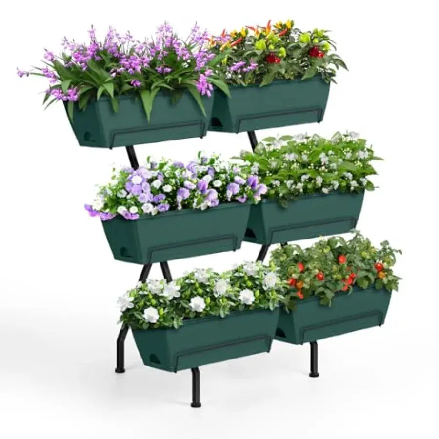 2 Column Vertical Raised Garden Beds 6 Planter Boxes Standing Garden Bed Outdoor/Indoor Herb Garden Tie Planter with Drainage H from PriceLows™