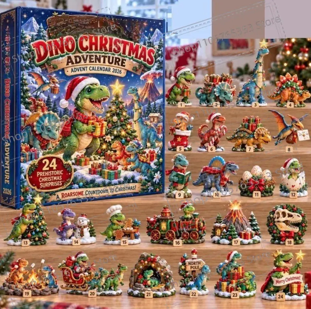 Acrylic Christmas Pendants | 24 Piece Advent Set | Dinosaur Design