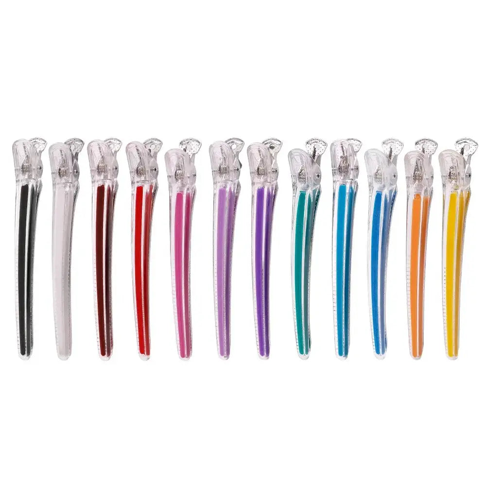 Pro Seamless Hair Clips | 12 Pcs Plastic Alligator Barbershop Styling Tools