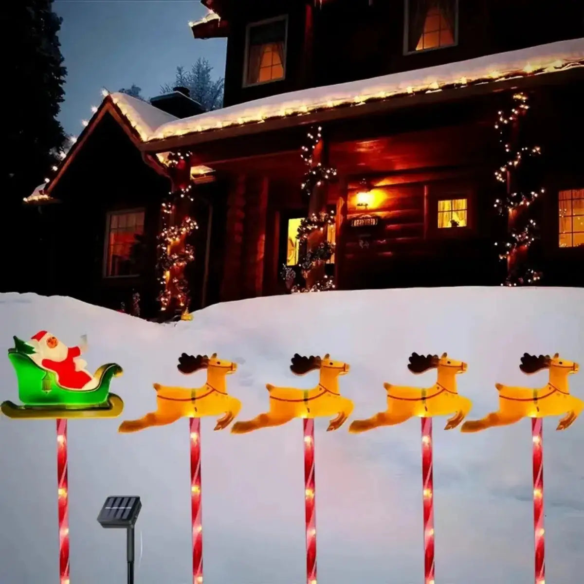 Solar Garden Stake Lights | 8 Lighting Modes | Santa Deer Christmas Design