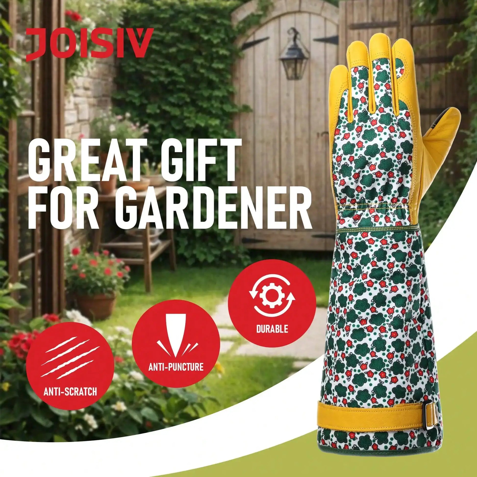 1 Pair Women's Long Garden Gloves – Fashionable Rose Gardening Gloves, Thorn Resistant, Durable & Comfortable Protective Gloves For Pruning, Planting, Outdoor Work, Flower Care from PriceLows™