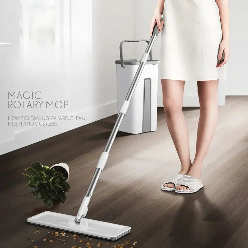 Mop with Bucket Set Wet Dry Magic Cleaning Tool for Home Floors Kitchen Bathroom Hardwood Laminate Tiles Easy Rinse Self-Wring from PriceLows™