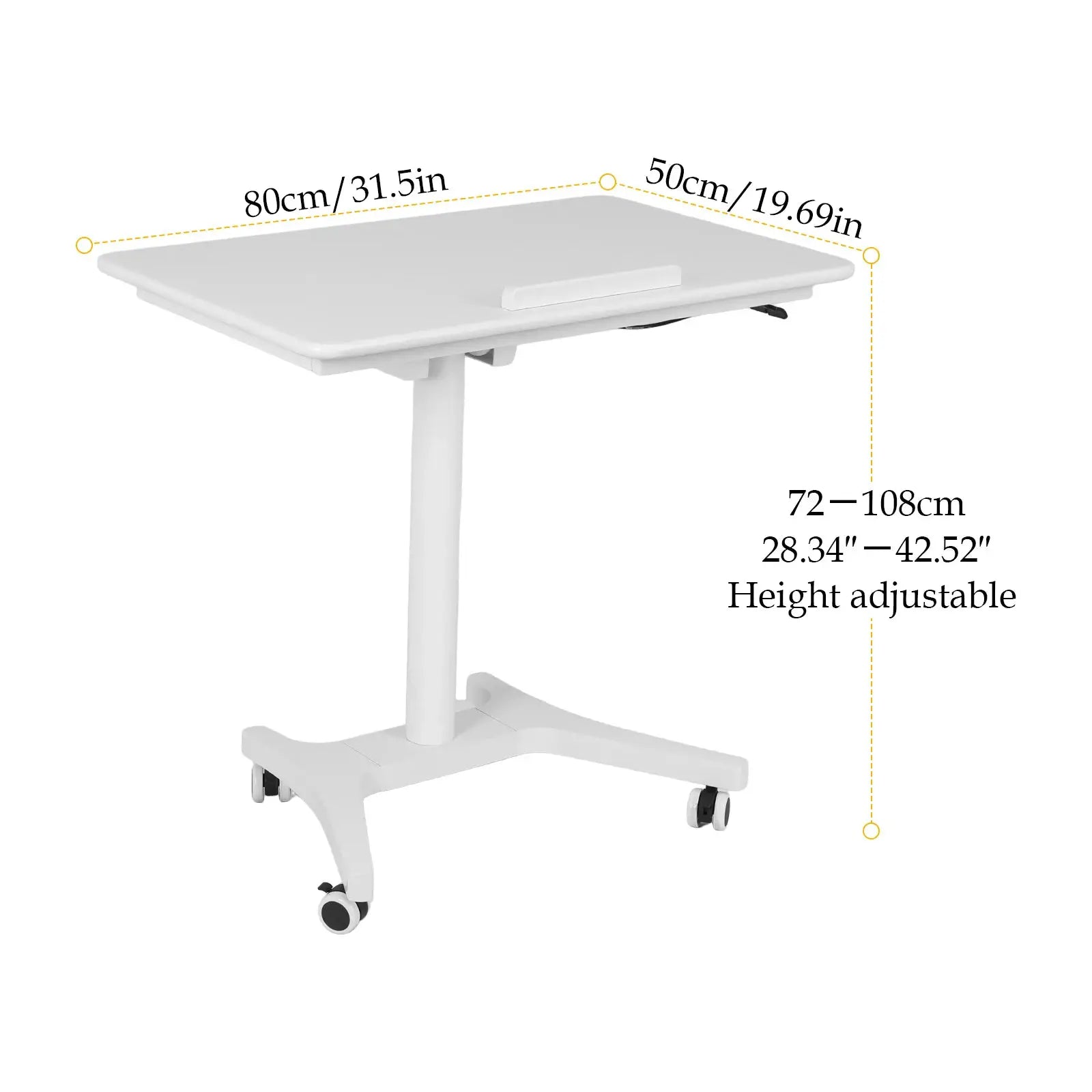 Mobile Sit Stand Desk Height Adjustable Sit Stand Workstation Pneumatic Lifting Computer Desk Folding for Home Office Classroom from PriceLows™