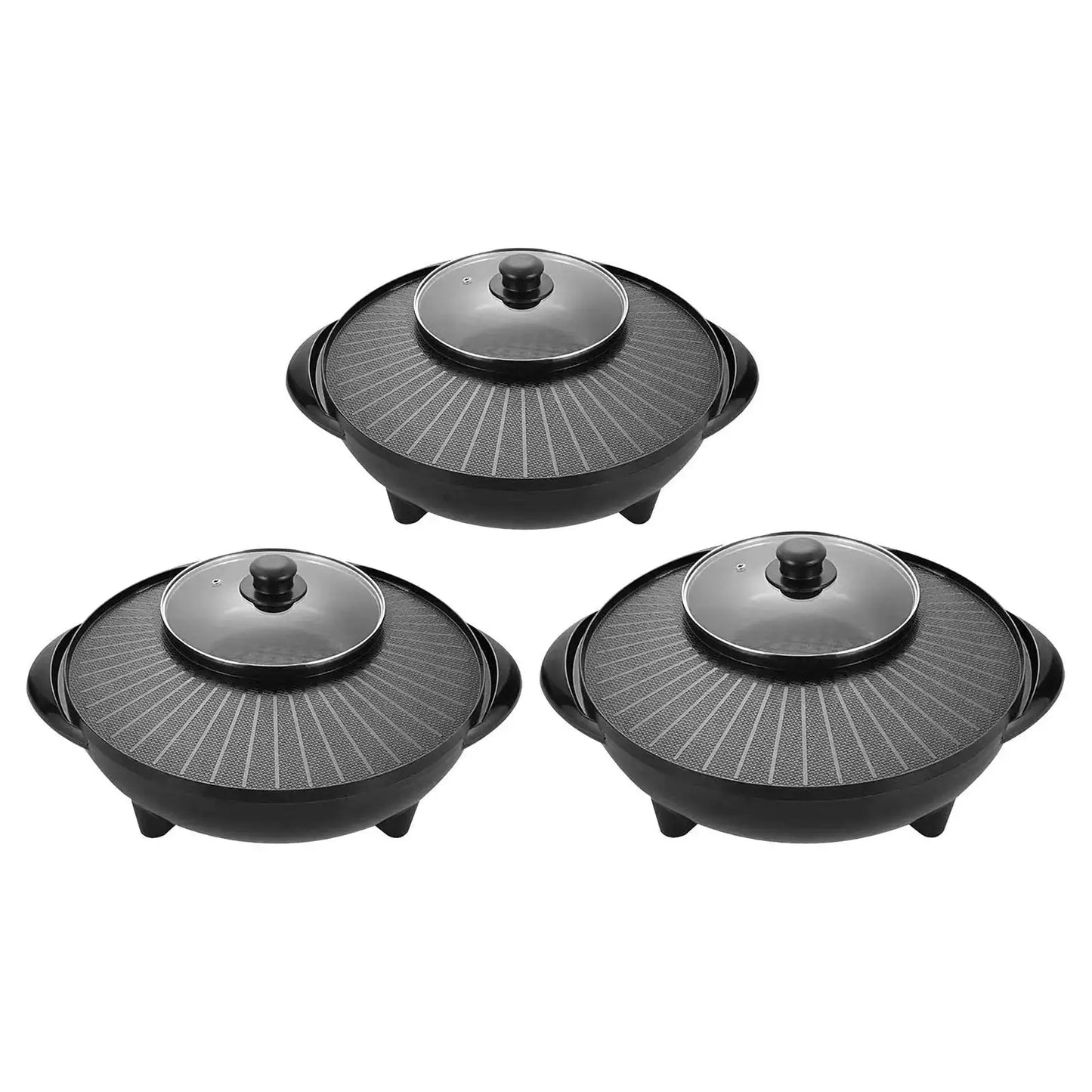 Electric Grill | 2 In 1 With Hot Pot | Nonstick Round Griddle | Indoor Outdoor Camping