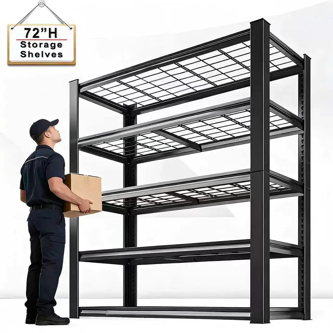 Nnovaroom 72" Adjustable Metal Double Layer Column Shelving, Commercial Grade Utility Rack for Warehouse, Basement, Kitchen from PriceLows™