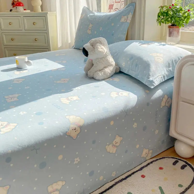 All Season Comfort 100% Cotton Flat Sheet , Soft Breathable Cute Cartoon Print Top Sheet, Wrinkle Resistant Fade Resistant from PriceLows™