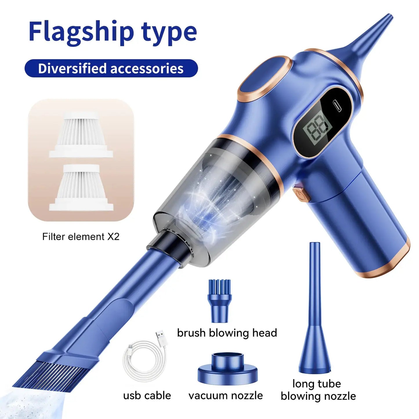 Wireless Car Vacuum Cleaner | Bagless System | HEPA Filter | Compact