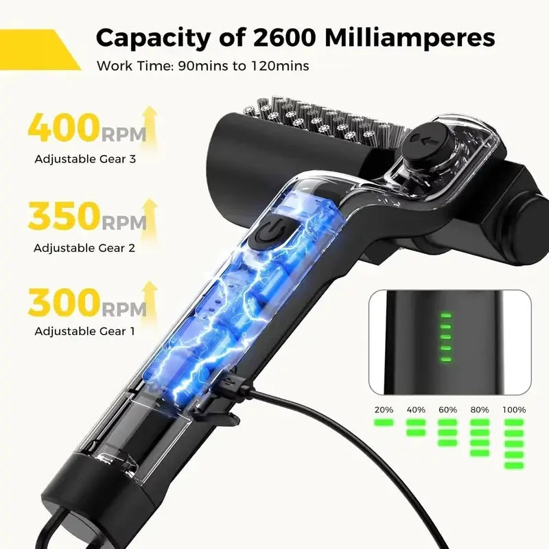 Cordless Electric BBQ Grill Brush | 2600mAh Battery | RPM 300/350/400 | IPX7
