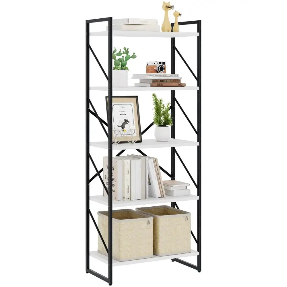 Tiers Bookshelf, Classically Tall Bookcase Shelf, Industrial Book Rack, Modern Book Holder in Bedroom Living Room Home Office, from PriceLows™