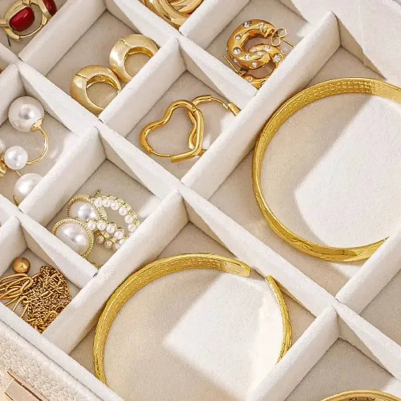 Jewelry Box, Ring, Earrings, Necklace, Anti Oxidation Storage Box, Jewelry Display Accessories - Makeup Mirror with LED Light from PriceLows™