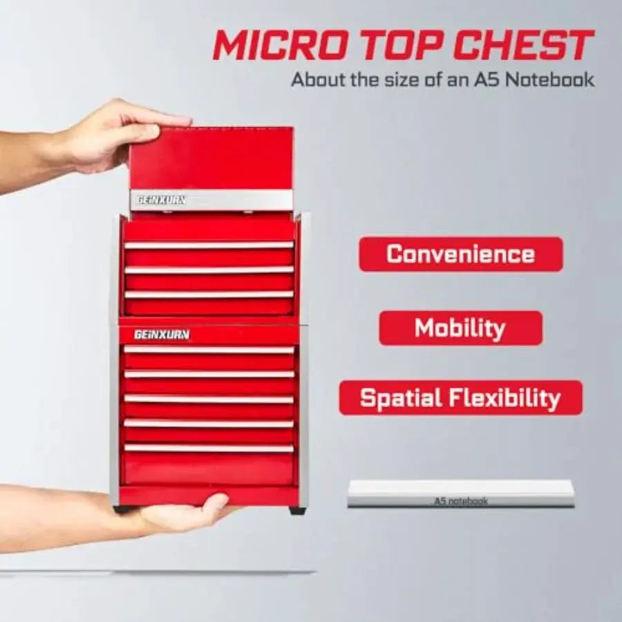 8-Drawer Rolling Tool Box, Heavy Duty Micro Roll Cab Steel Stackable Tool Chest with Lockable Drawers, 2-in-1 Large and Compact from PriceLows™