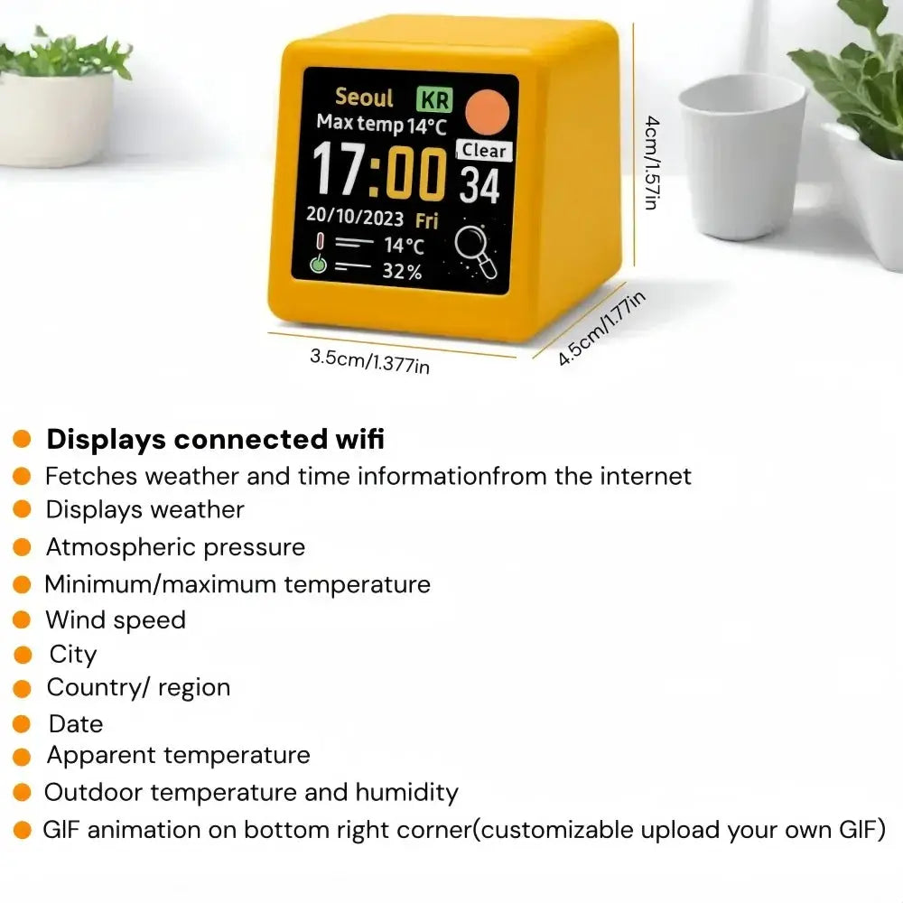 Small Portable Smart Wifi Weather Station Display Weather Temperature Humidity Time Alarm Clock Desktop Decoration from PriceLows™