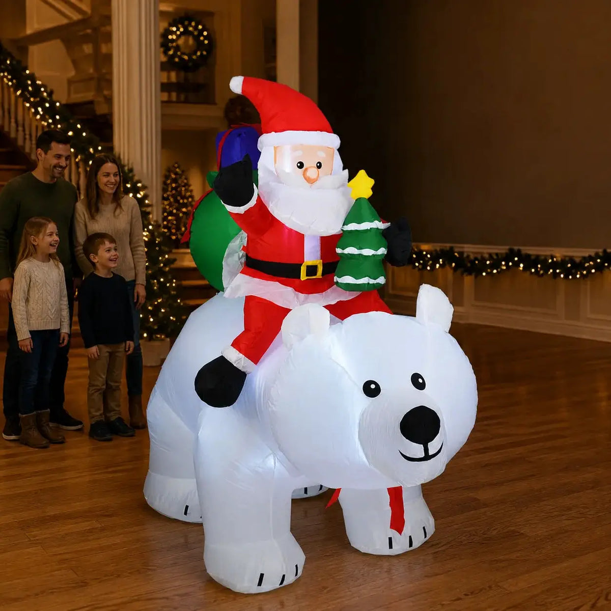 Christmas Inflatable Santa Decor | Shaking Head | LED Lights | 6 Ft