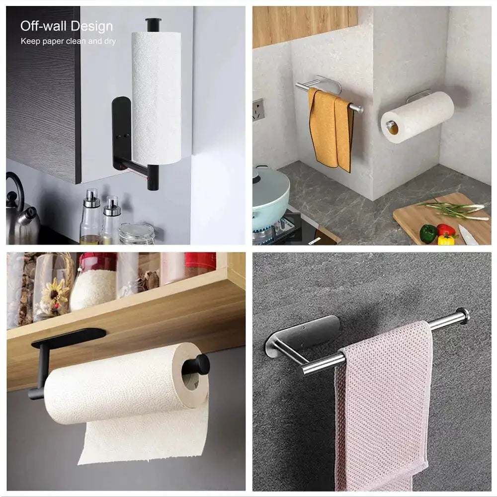 Kitchen Paper Towel Holder Adhesive Tissue Hanger Toilet Roll Paper Dispenser Cabinet Storage Napkin Rack Bathroom Accessories from PriceLows™