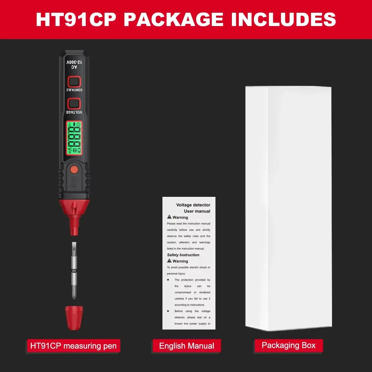 HABOTEST HT91CP/DP Series Digital Voltage Phase Sequence Measuring Pen Voltage Detector Probe Zero Live Wire Voltage Meter from PriceLows™
