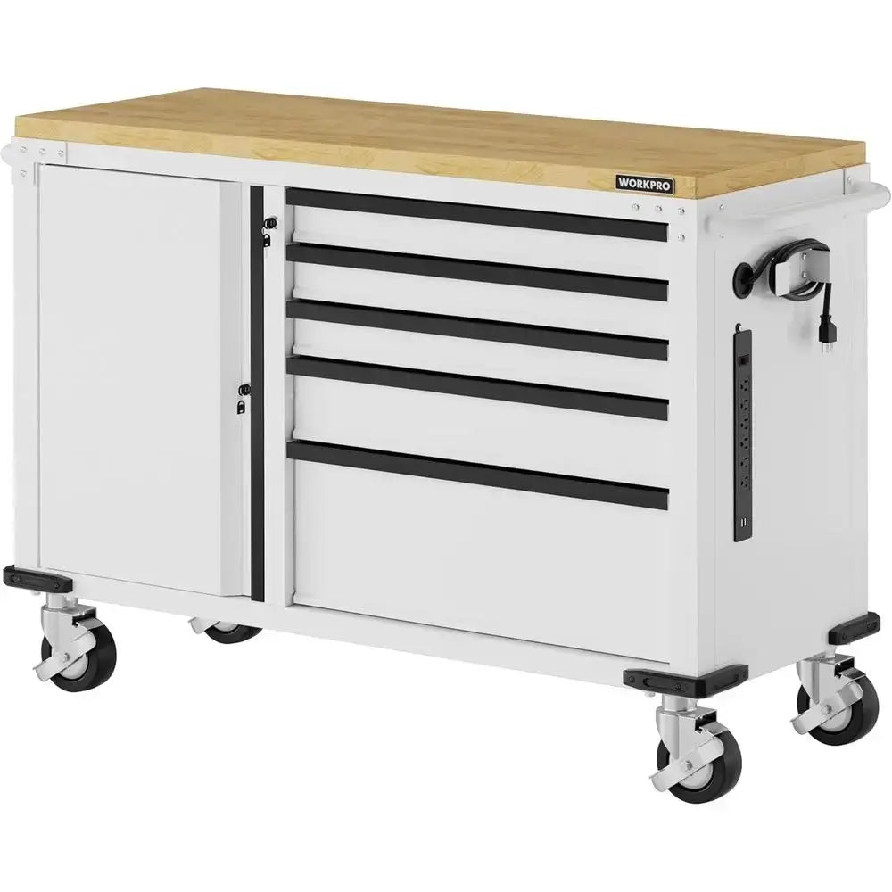 52 Heavy-Duty 5-Drawer & 1-Door Rolling Tool Chest, Lockable, 1000 lbs Capacity, with Power Strip for Home & Garage from PriceLows™