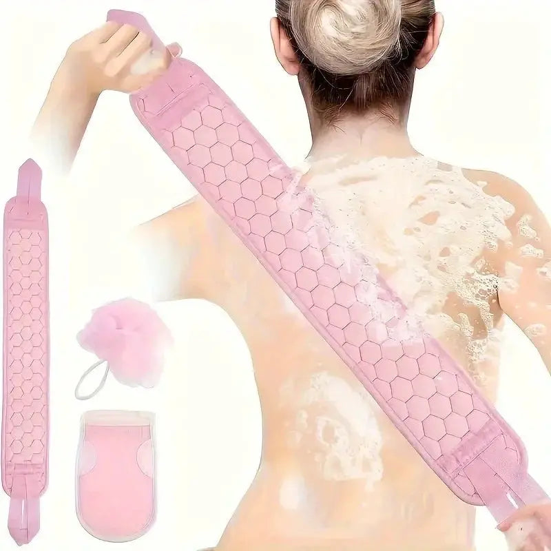 Bath Exfoliating Set | 3-Piece | Gloves, Flower, Scrubber | Bathing Accessories