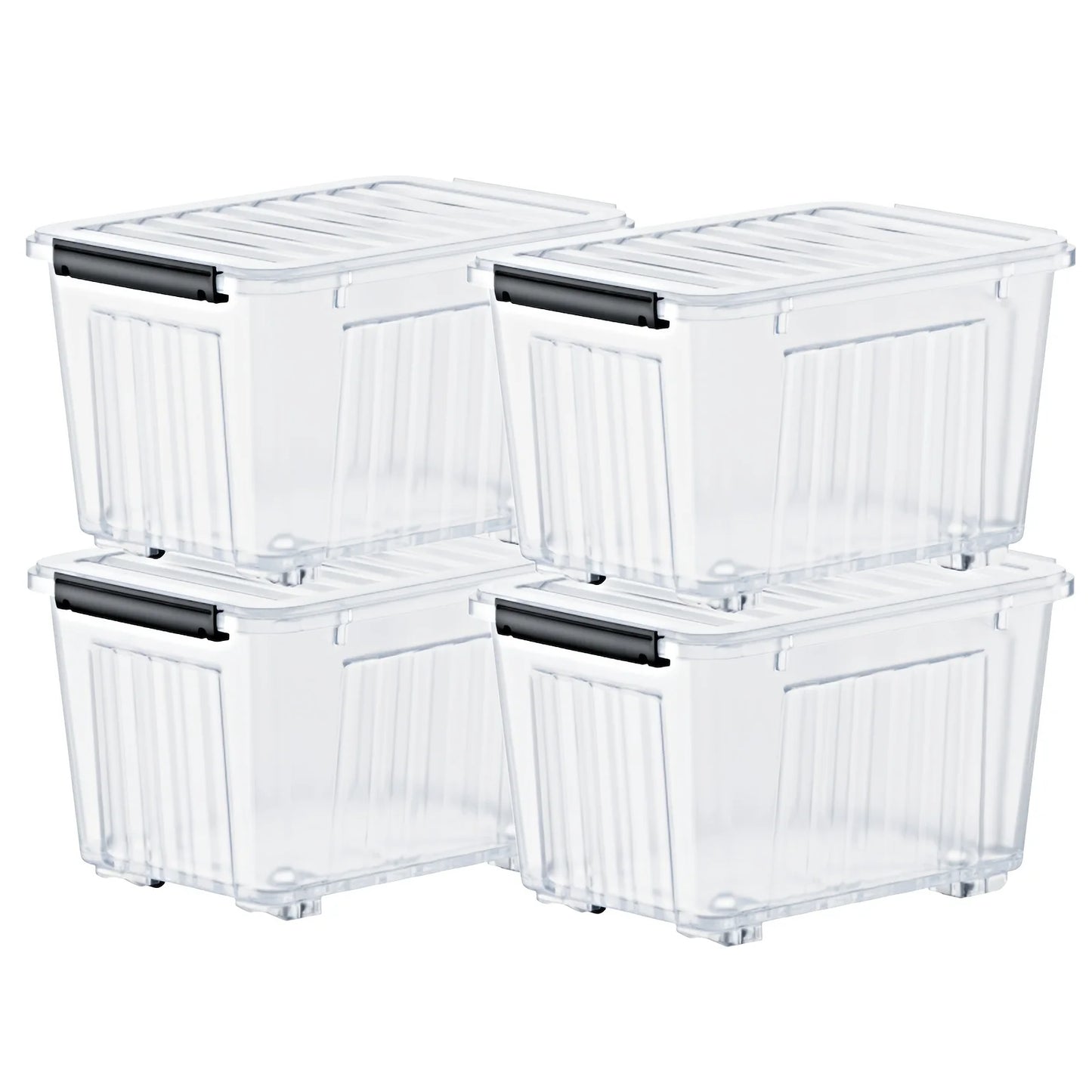 4/6 Pack of Storage Boxes with Lids And Wheels, 72 And 97 Quarts Capacity, Ideal for Storing Various Household Items, Stackable, Available in Three Colors from PriceLows™