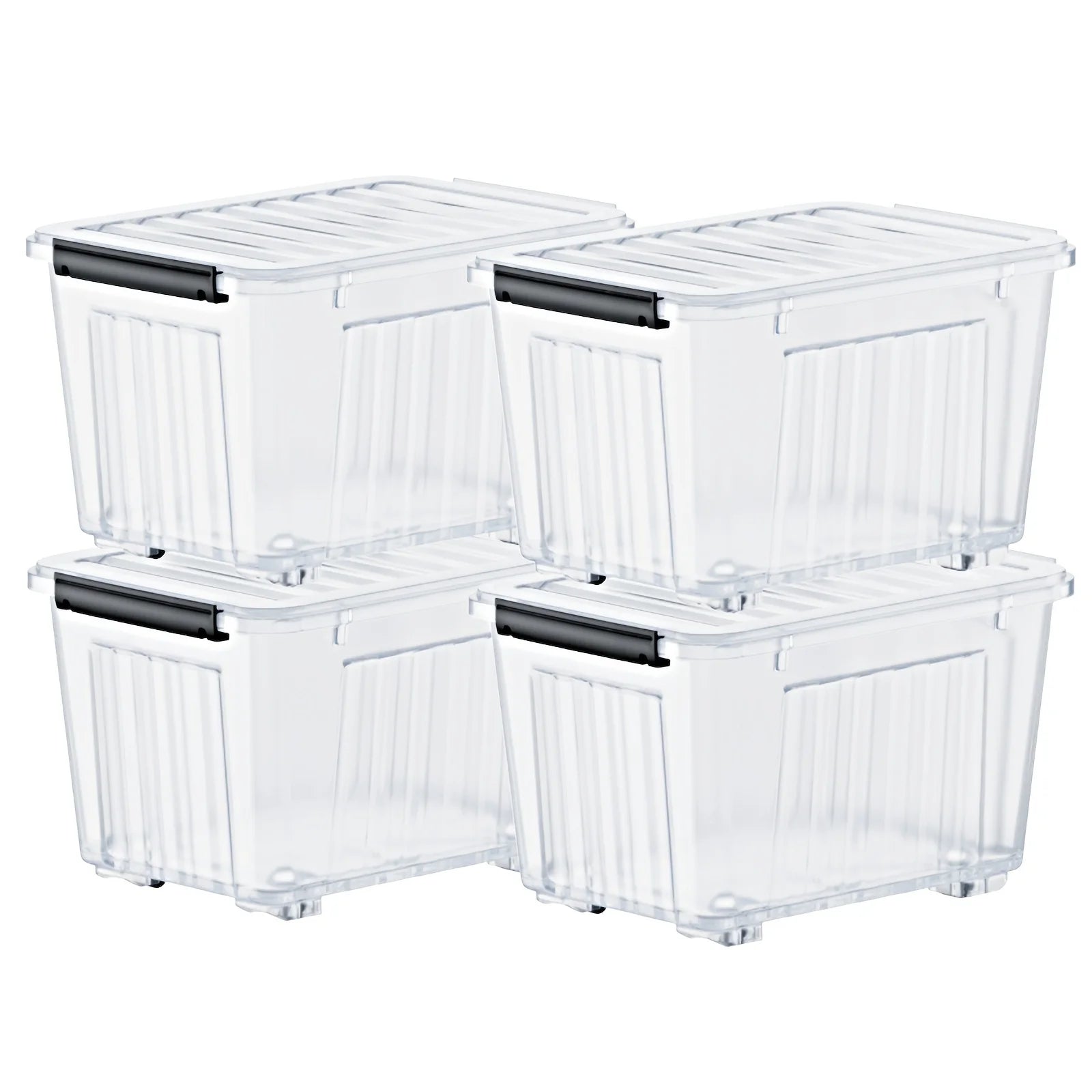 4/6 Pack of Storage Boxes with Lids And Wheels, 72 And 97 Quarts Capacity, Ideal for Storing Various Household Items, Stackable, Available in Three Colors from PriceLows™