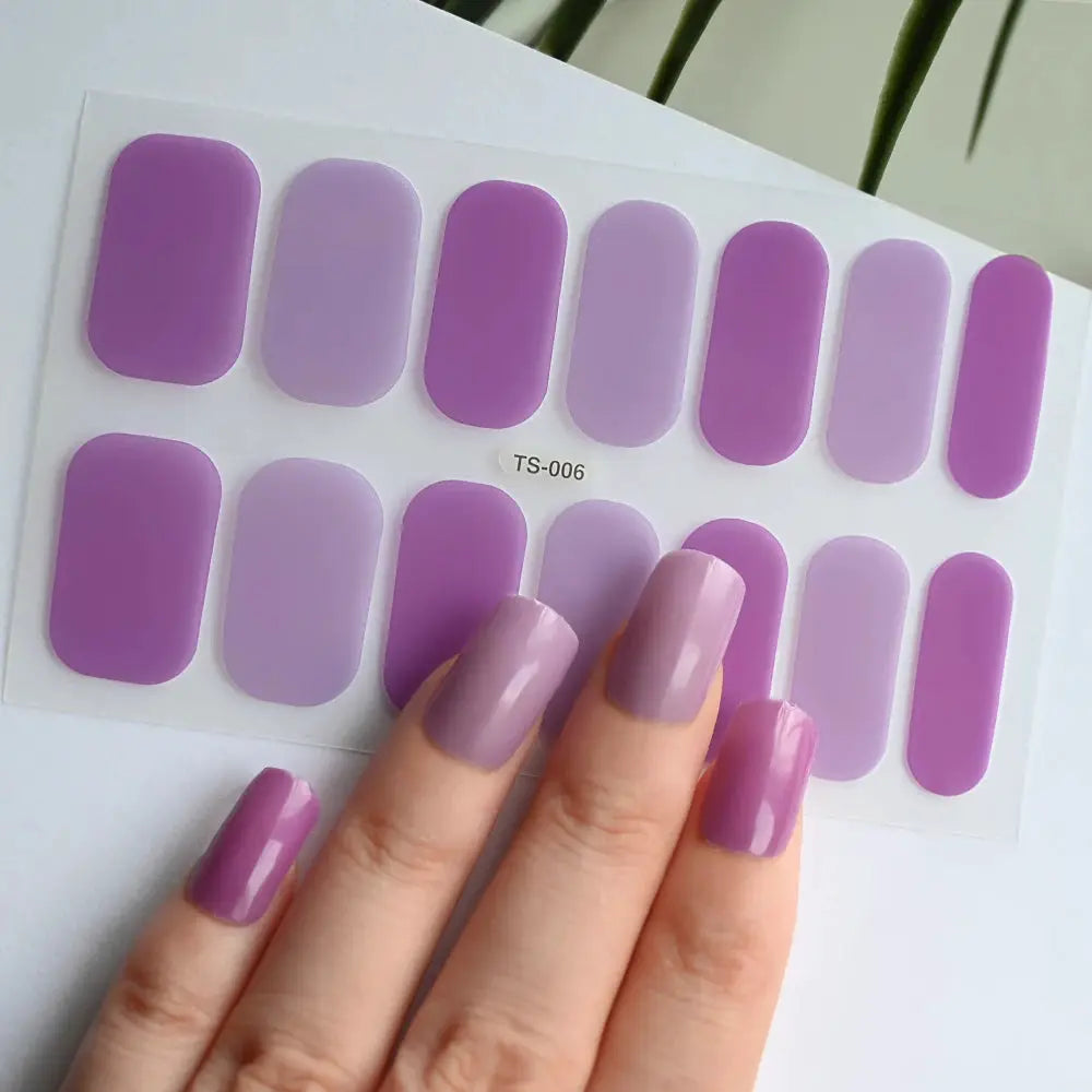 1Pcs Semi-Cured UV Gel Nail Sticker Pure Color Full Cover Waterproof Long-lasting Nail Strips 16Tips DIY Nail Polish Stickers *& from PriceLows™