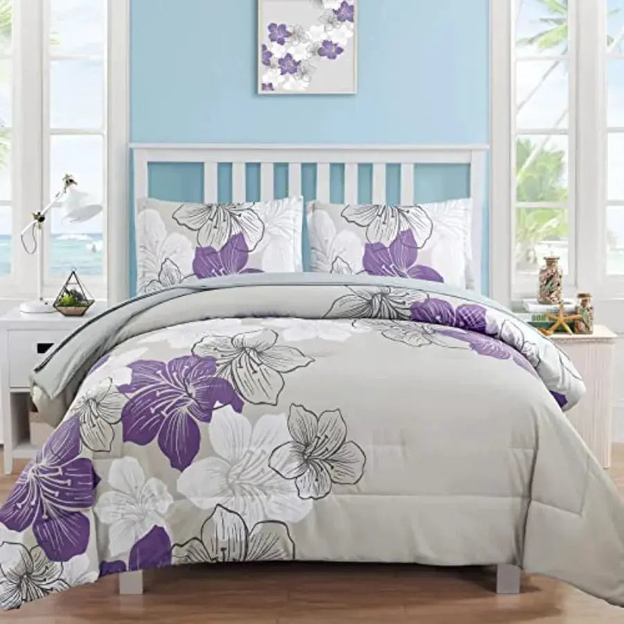 Comforter Set Size 7 Pieces Bed in a Bag, Turquoise Floral Comforter and Sheet Set, Soft Microfiber Complete Summer Bedding Set from PriceLows™