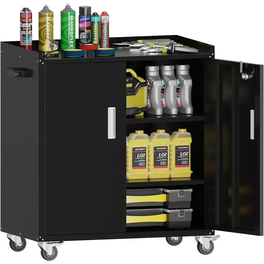 Metal Garage Storage Cabinet with Wheels ，Lockable Rolling Tool Chest on Wheels, Utility Cabinet or Home, Oice, Garage and Works from PriceLows™