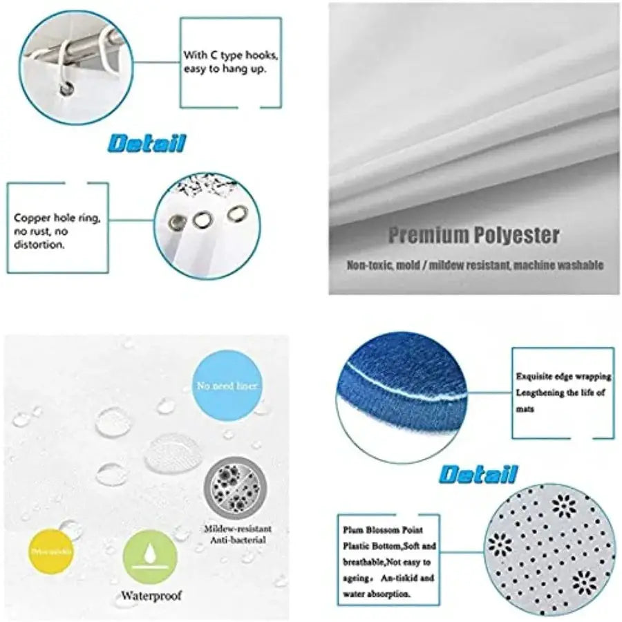 Super Sonic Bathroom 4 Pieces Set Shower Curtain Toilet Lid Cover and Bath Mat Non-Slip Rugs Durable and Waterproof for Bathroo from PriceLows™