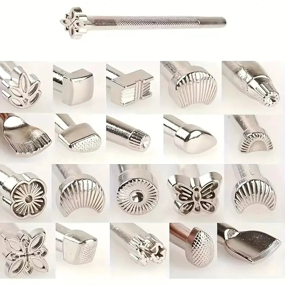 Craftsmanship DIY Leather Tools Leather Carving Printing Tools 20 piece set Printing Punching Leather Leather Bag Carving Knocki from PriceLows™