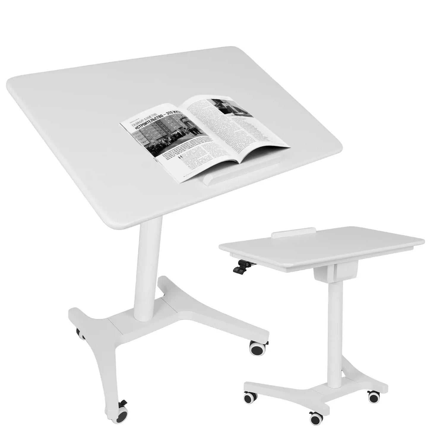 Mobile Sit Stand Desk Height Adjustable Sit Stand Workstation Pneumatic Lifting Computer Desk Folding for Home Office Classroom from PriceLows™