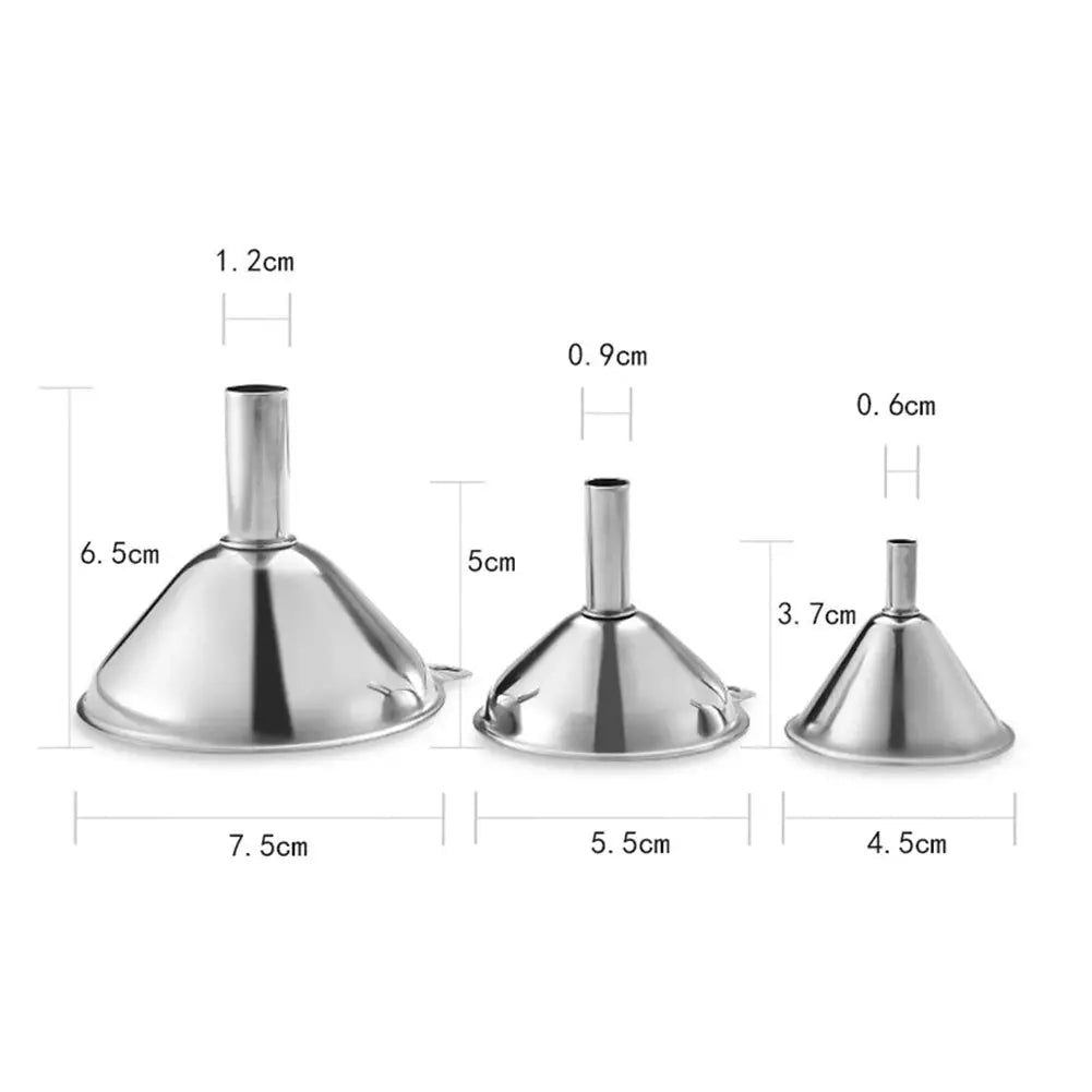 3 Piece Stainless Steel Funnels Set with Handle Small Funnels Set Multipurpose for Transferring Liquid Dry Ingredients Powder from PriceLows™