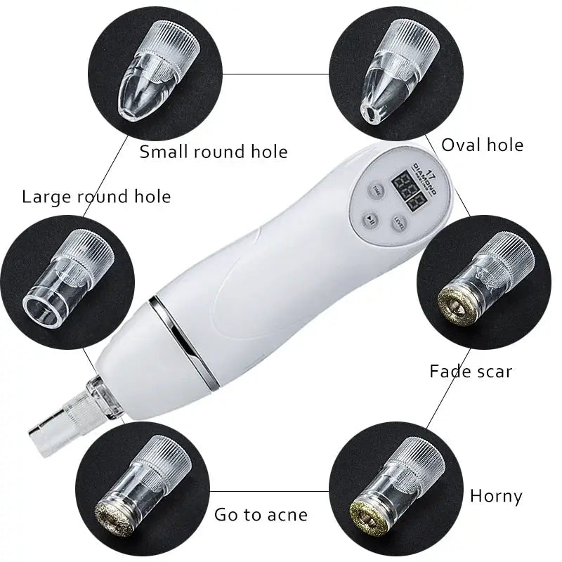 Diamond Dermabrasion Facial Scrubber | Vacuum Blackhead Remover | Pore Cleaning Skin Care Device