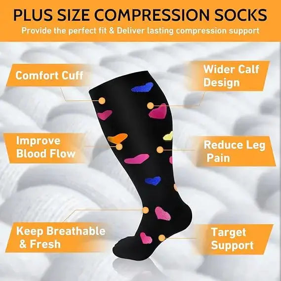 Men Compression Socks | 20-30 Mmhg | Cotton Nylon | 3 Pairs 2Xl To 7Xl