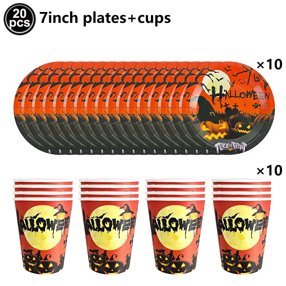 Halloween Party Supplies | Paper | Pumpkin Theme | Tableware Set