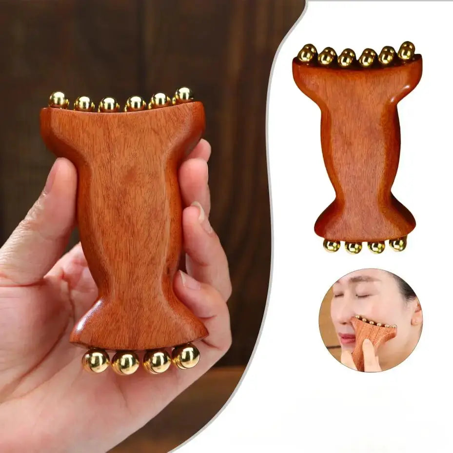 Copper Wood Face Massager | Lymphatic Detox Tool | Jawline And Eye Firming