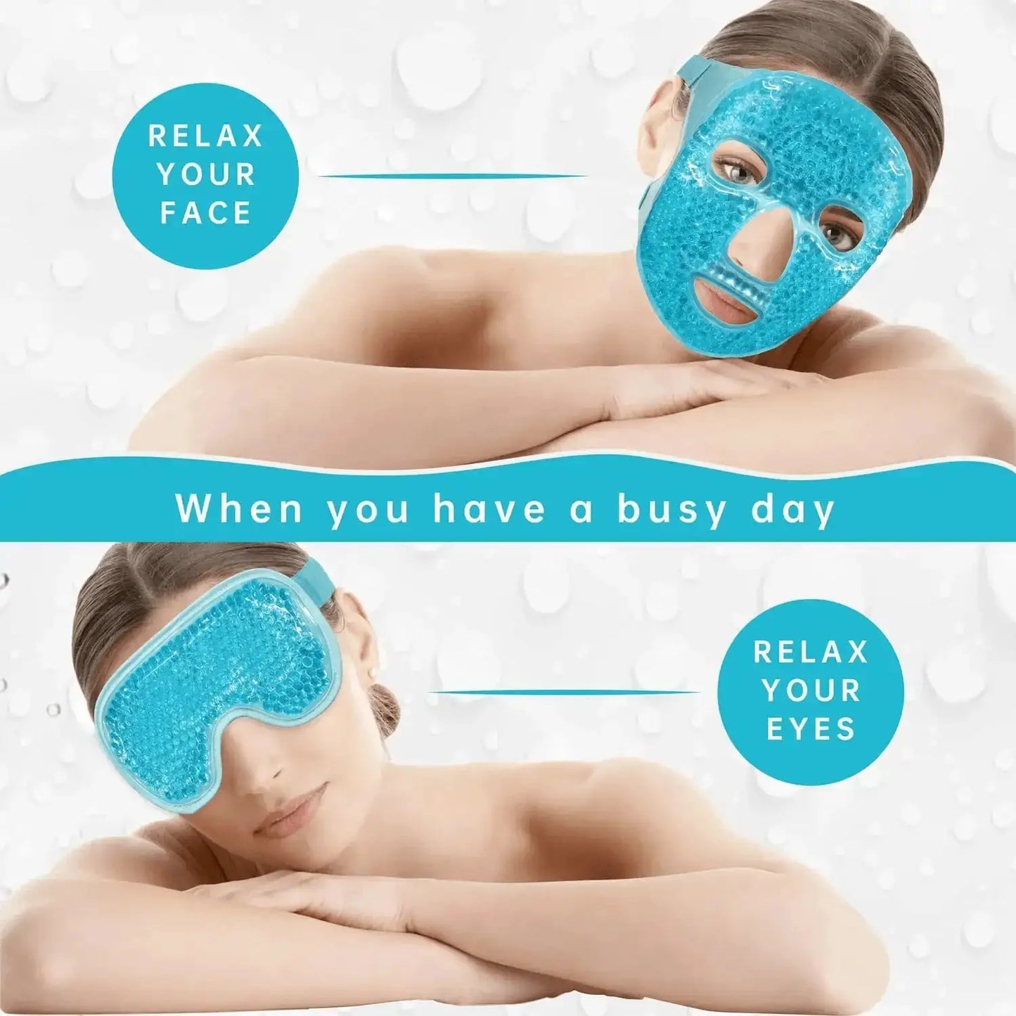 Gel Cooling Ice Face Eye Mask Facial Mask Hot Cold Compress Pack Gel Beads Cold Face Eye Mask Ice Pack,Compress Sleeping FaceSPA from PriceLows™