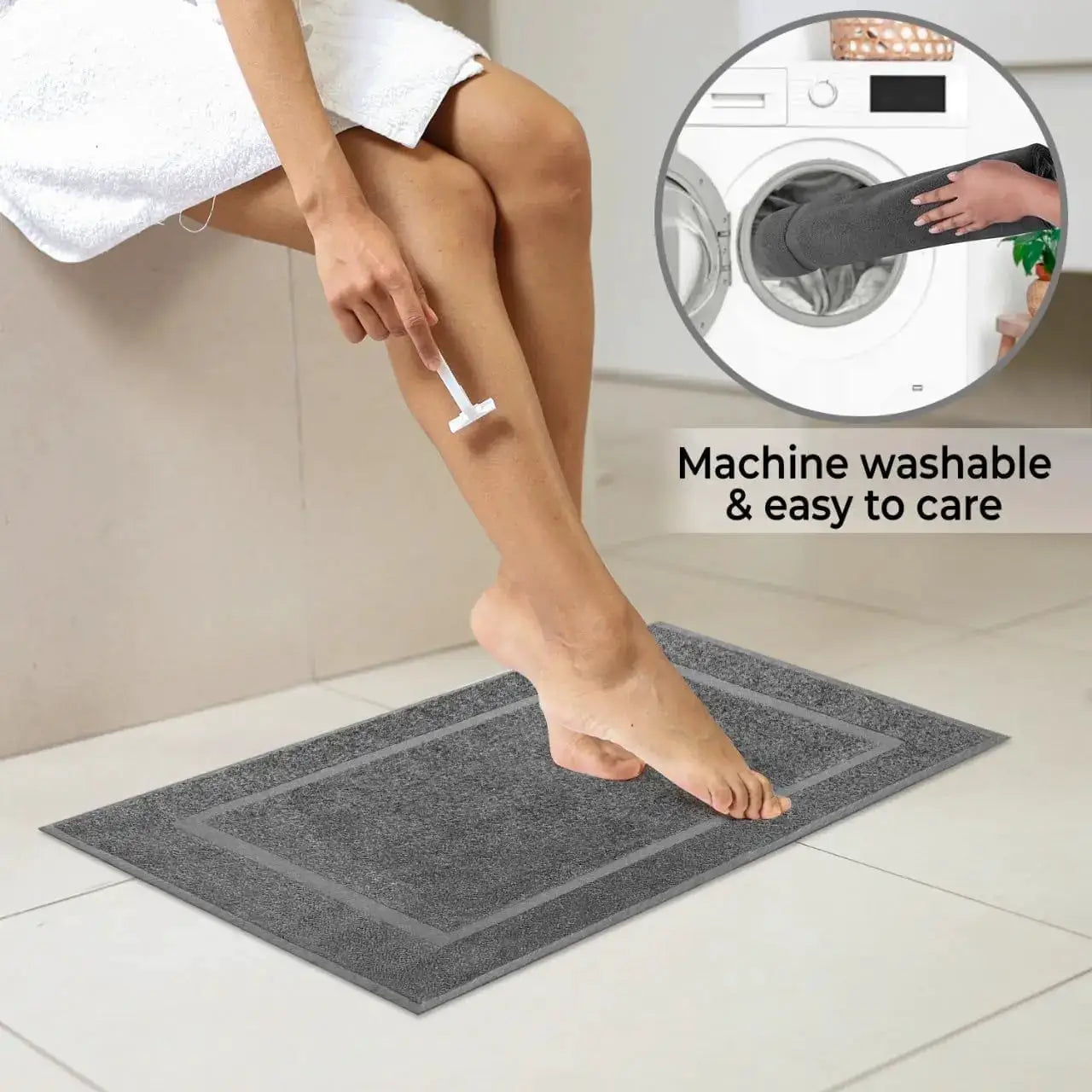 2-Pack Absorbent Cotton Bath Mat Set - 22x34 Inches, Soft & Quick-Dry, Perfect for Shower or Tub from PriceLows™
