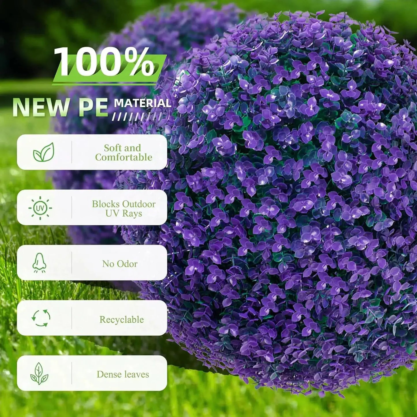 2 Pcs 16" Purple Eucalyptus Topiary Balls, Faux Greenery Decorative Spheres for Front Door, Porch & Backyard from PriceLows™
