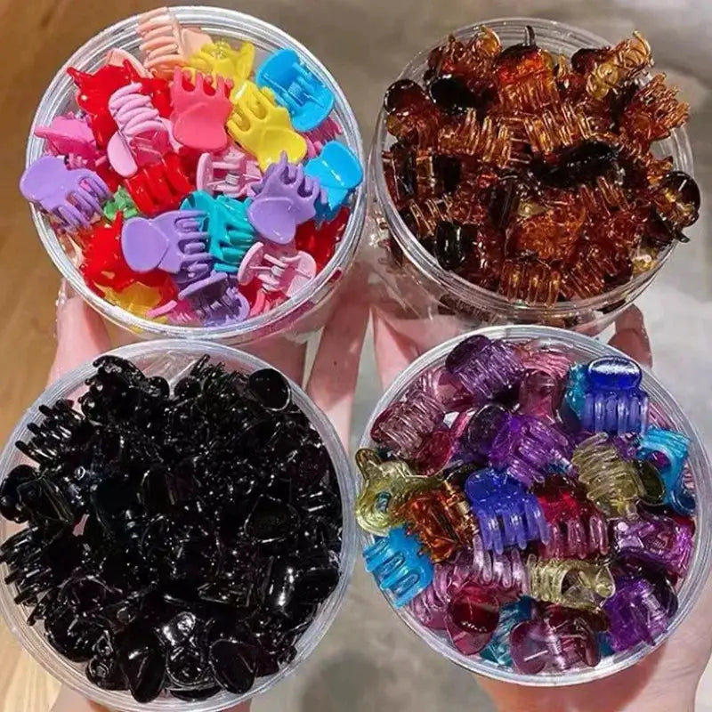 Small Hair Claw Clips | Mini Size | Black And Clear Plastic