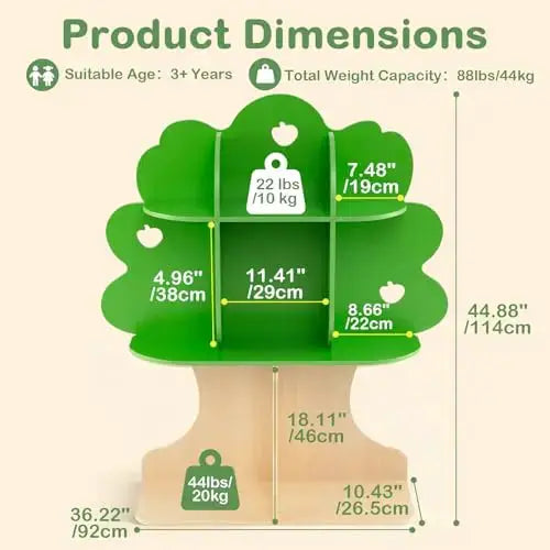 Tree-Shaped 3-Tier Bookshelf With 8 Compartments, Modern Wooden Storage Organizer For Home from PriceLows™