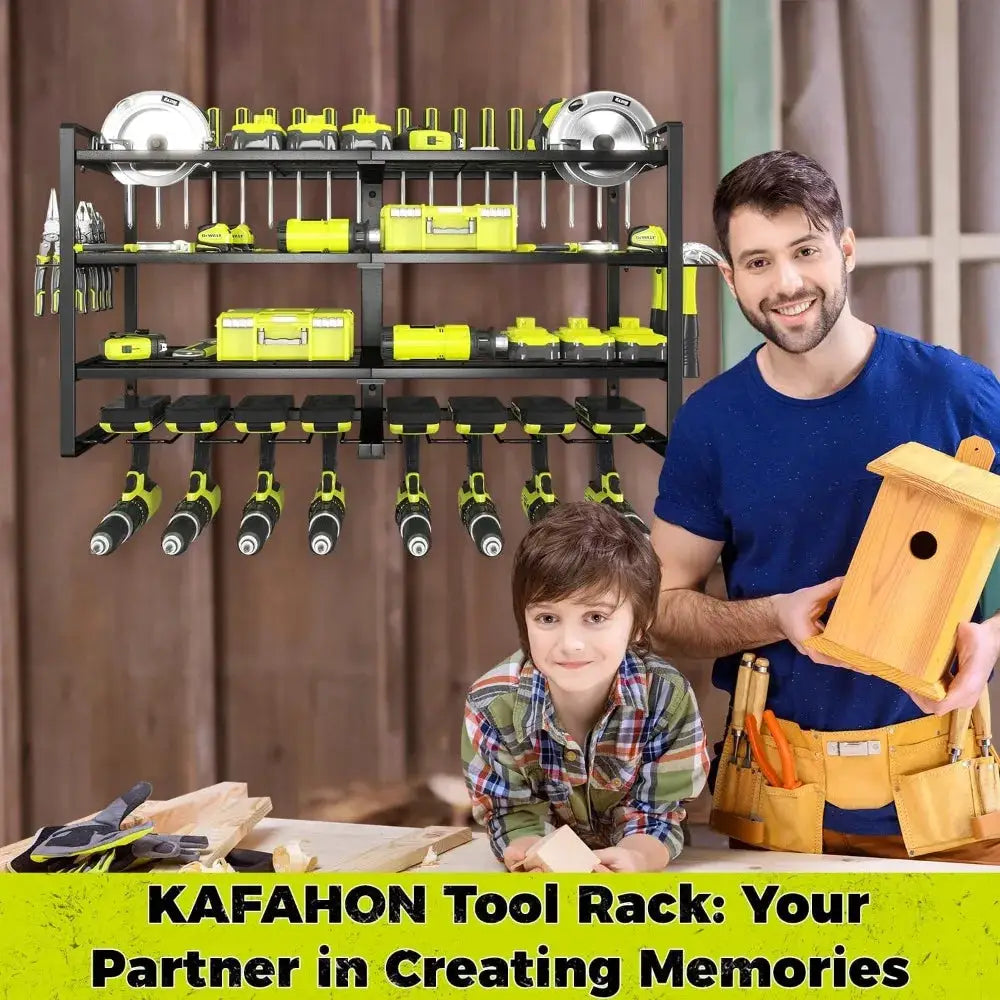 8 Drill Holder Wall Mount, 4 Layer Heavy Duty Metal Power Tool Storage Rack, Garage Organizer with Screwdriver, Plier & Hammer Holders from PriceLows™